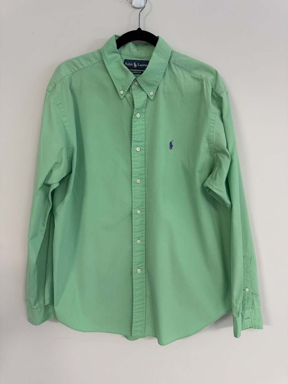 Ralph Lauren Classic Fit Long Sleeve Button Down Shirt XL Green Purple Pony
